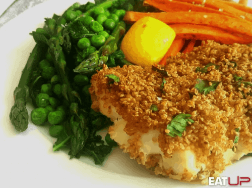 A healthier gut-friendly option for #NationalFishandChipDay Fish and peas and lemon and sweet potatoes - ProVen Probiotics