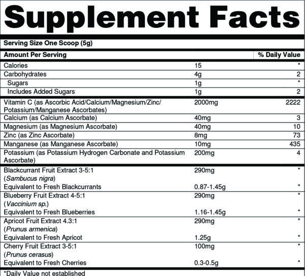 Vital Mixed Ascorbates supplement facts - PROVEN-USA-033
