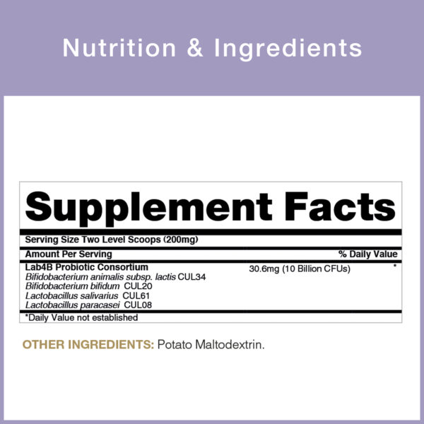baby nutrition table - supplement facts