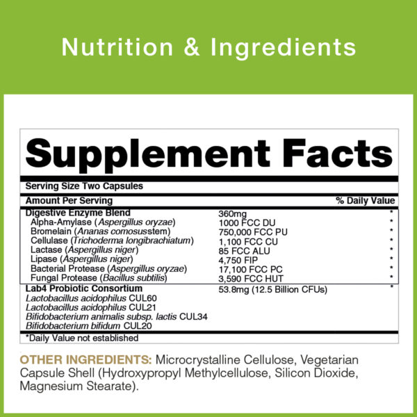 digestive enzyme nutrition table - supplement facts